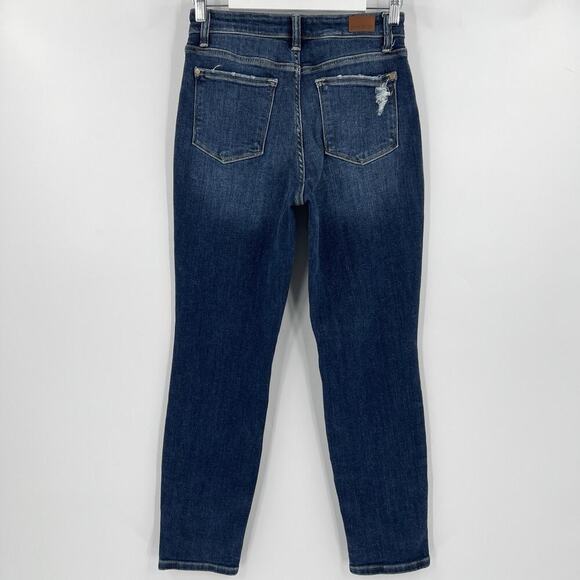 Judy Blue Jeans High Rise Boyfriend Fit Distressed Dark Wash JB82328MD Size 3/26 - Picture 5 of 9